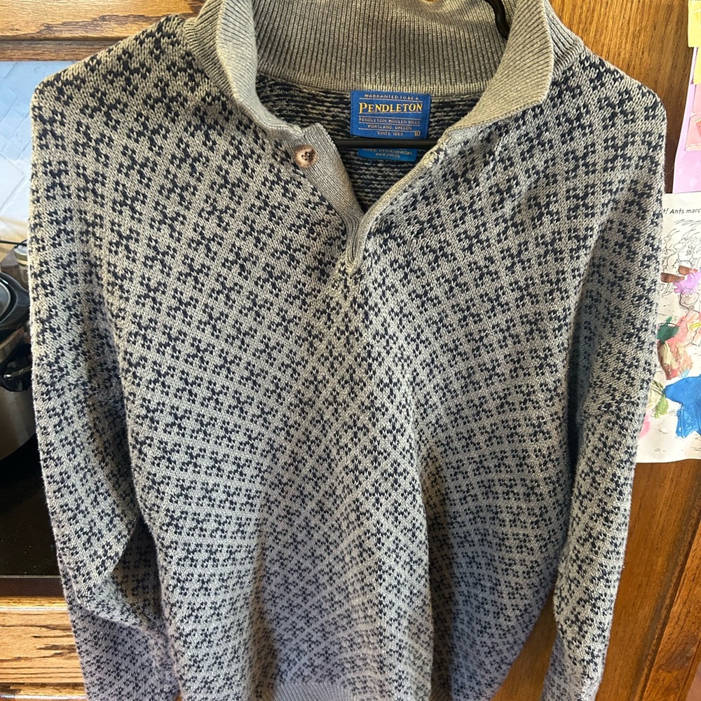 Pendleton Blue and Gray Wool Sweater